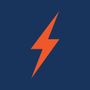 Orange lightning bolt icon on a dark blue background