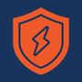 Orange lightning bolt icon on a dark blue background