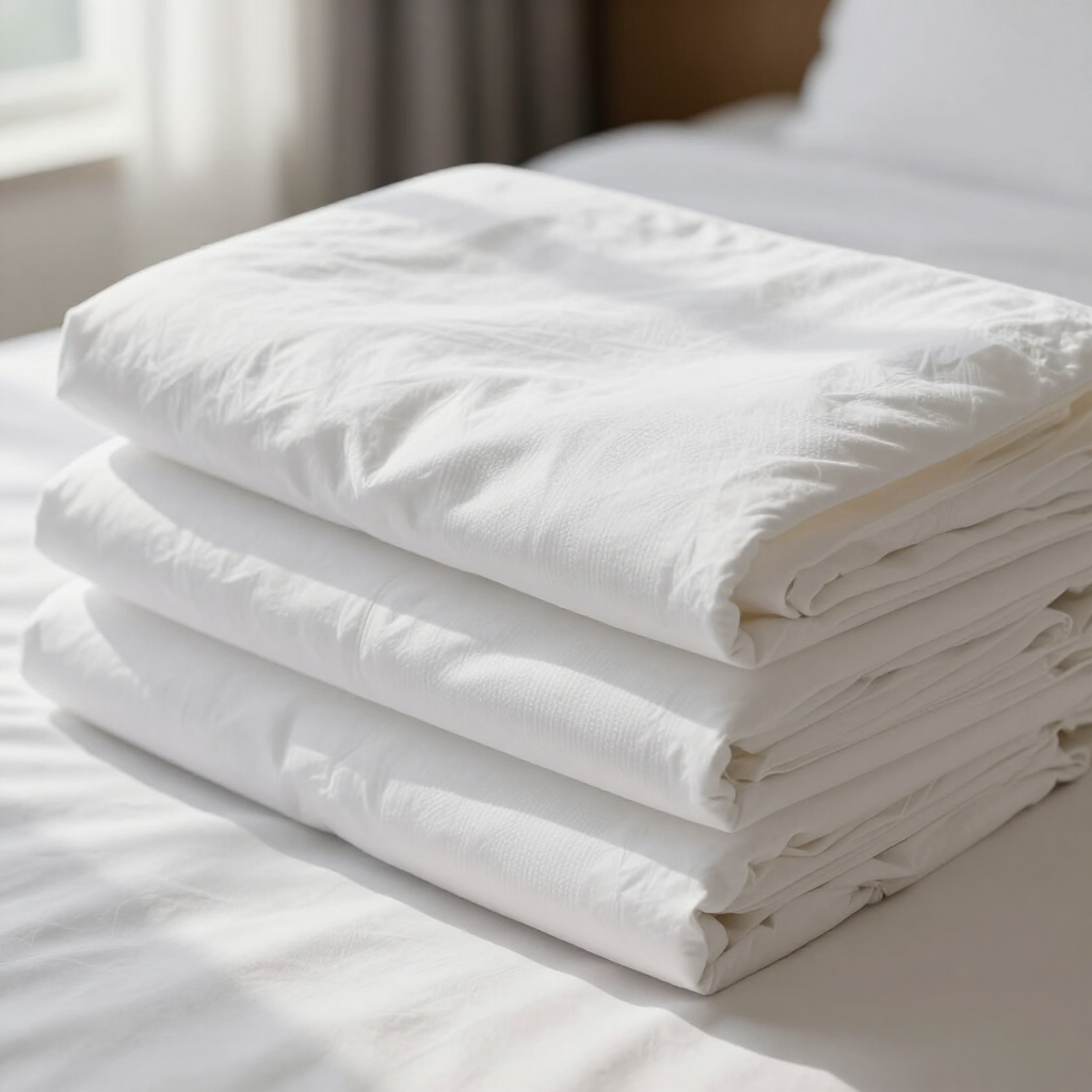 Pila de blancos hoteleros blancos doblados