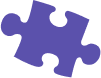 A purple puzzle piece on a white background.