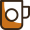 Un dibujo en pixel art de una taza de café sobre un fondo blanco.