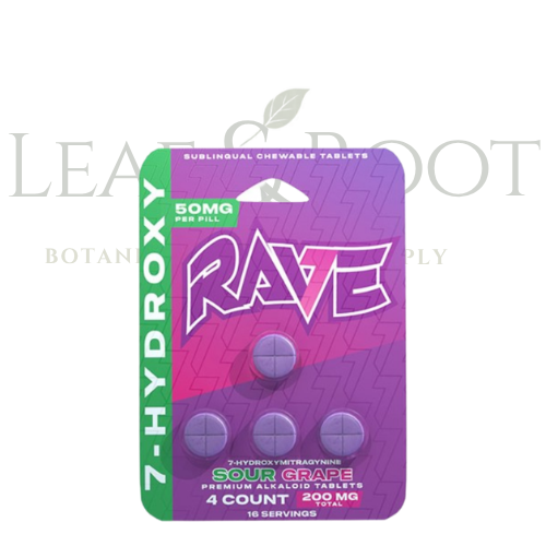 Rave 7Hydroxy 4ct Tablet Sour Grape 50mg tablet