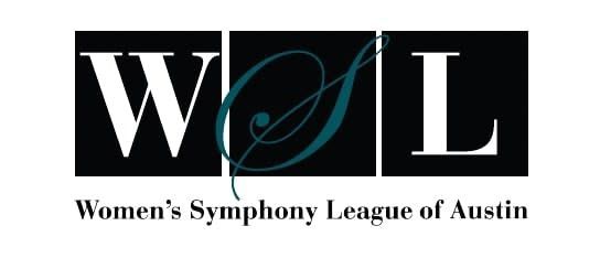 Women’s Symphony League of Austin logo with black-and-white WSL lettering and teal flourish