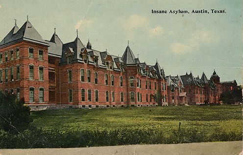 An old postcard of an insane asylum in amity texas