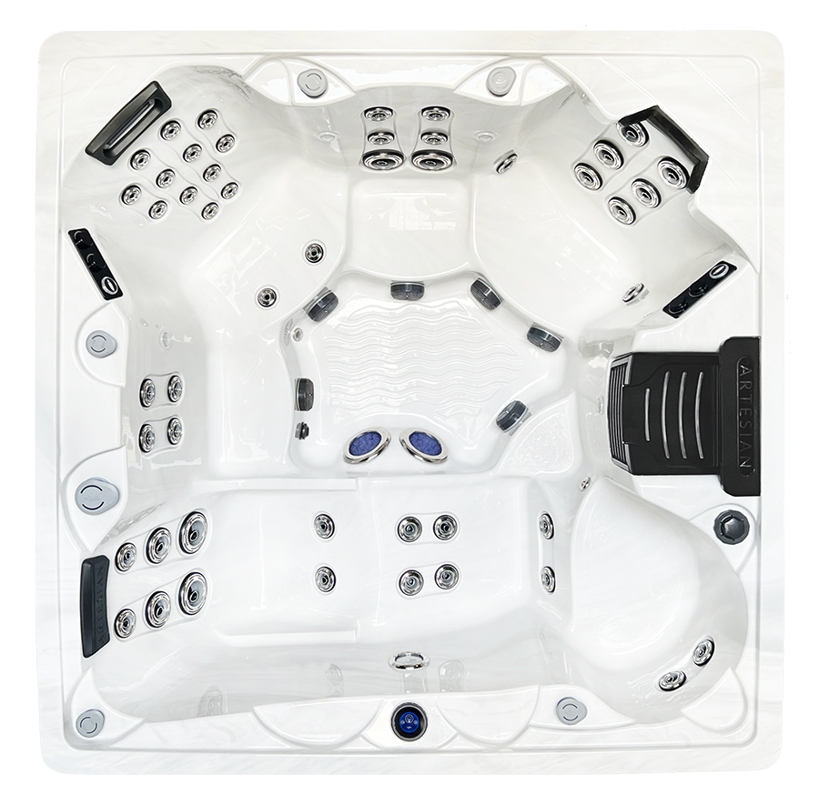Artesian Spas Island Spas Antigua Elite 54 hot tub top view available from Hot Tub Haven in Surrey and Sussex
