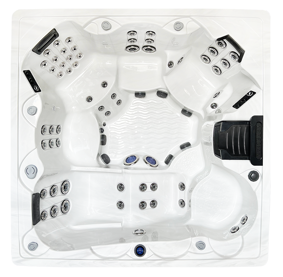 Artesian Spas Island Spas Grand Bahama Elite 64 hot tub, top view, available from Hot Tub Haven in Surrey and Sussex