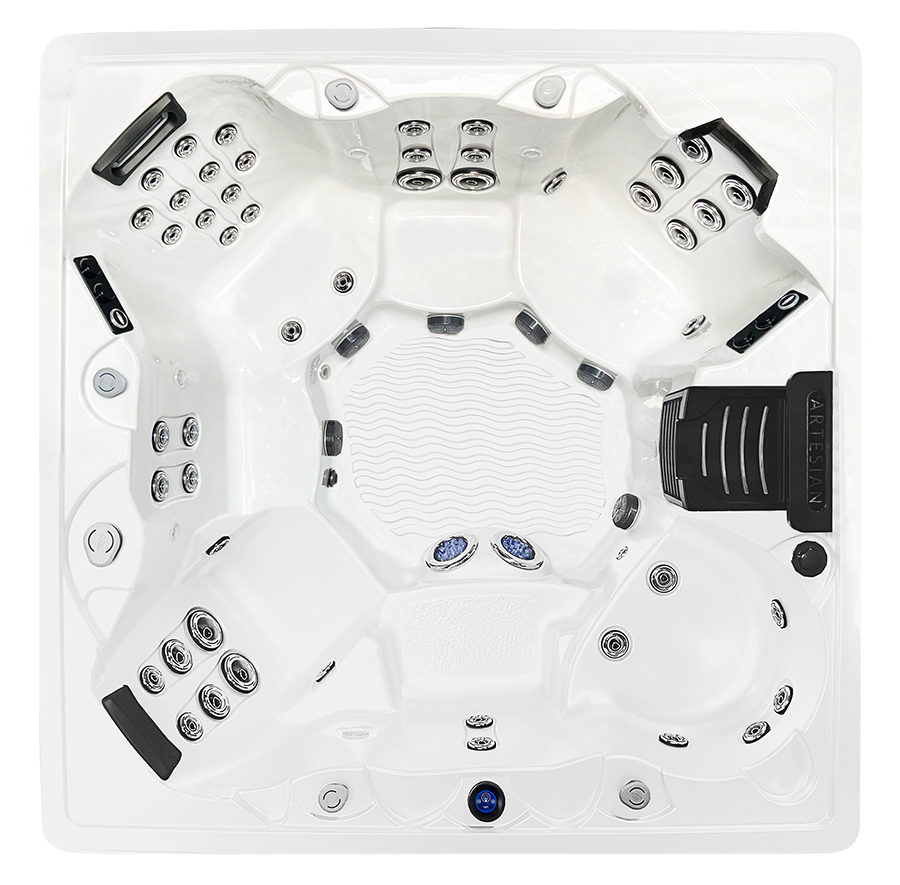 Artesian Spas Island Spas Captiva Elite 54 hot tub, top view, available from Hot Tub Haven in Surrey and Sussex