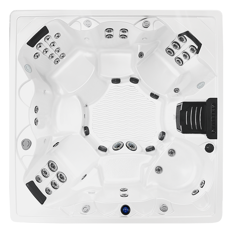 Island Spas Grand Cayman Essential 44 Artesian Spas Island Spas Grand Cayman Essential 44 hot tub, top view, available from Hot Tub Haven in Surrey and Sussex