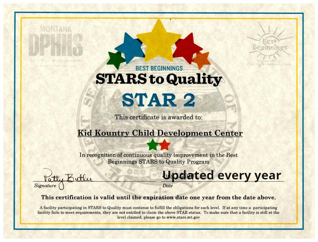 Kid Kountry Star Certificate