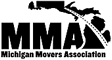 A black and white logo for the michigan movers association.
