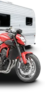 Red motorcycle in front of trailer | Young's Auto & Services