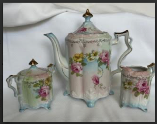 Vintage, R.S. Prussia Porcelain Teapot, Cream & Sugar