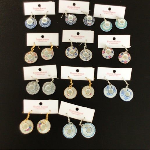 Earrings, Teacup, assorted, (104-C-2)