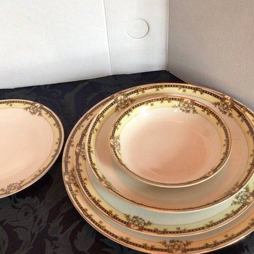 Noritake China “Erie”, Place Setting for 12 w/ 11 luncheon plates, All Serving Pieces (12-E-4)