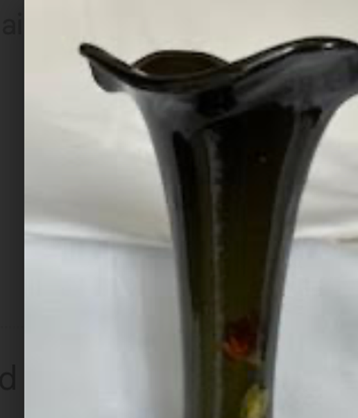 Vintage Green Vase, Painted, (as is - chipped) but possibly Weller or McCoy  (12-EM-5)