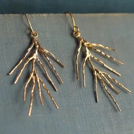 Earrings, Pine Needle, Drop (46-E/Pd)
