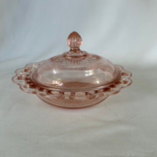 Pink Depression Glass Butter Dish, Jeannette Glass Co.   (12-B/BD)