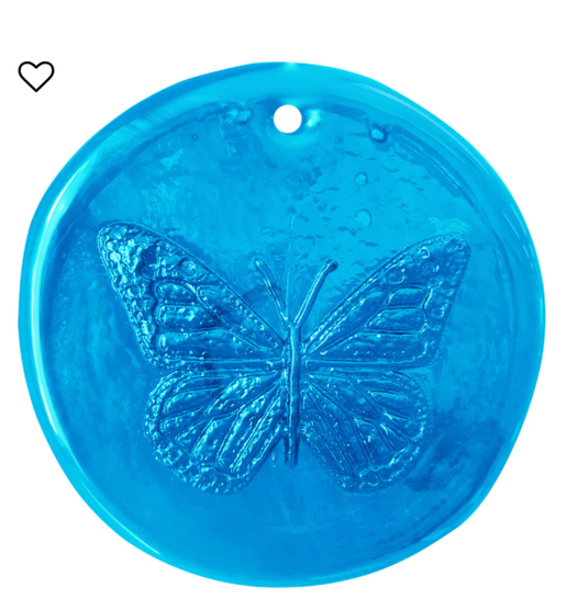 Blenko, Suncatcher, Turquoise, Butterfly, 4”, (6-B-27)