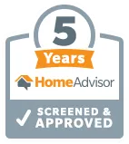 A sticker that says `` 5 years home advisor screened and approved ''.