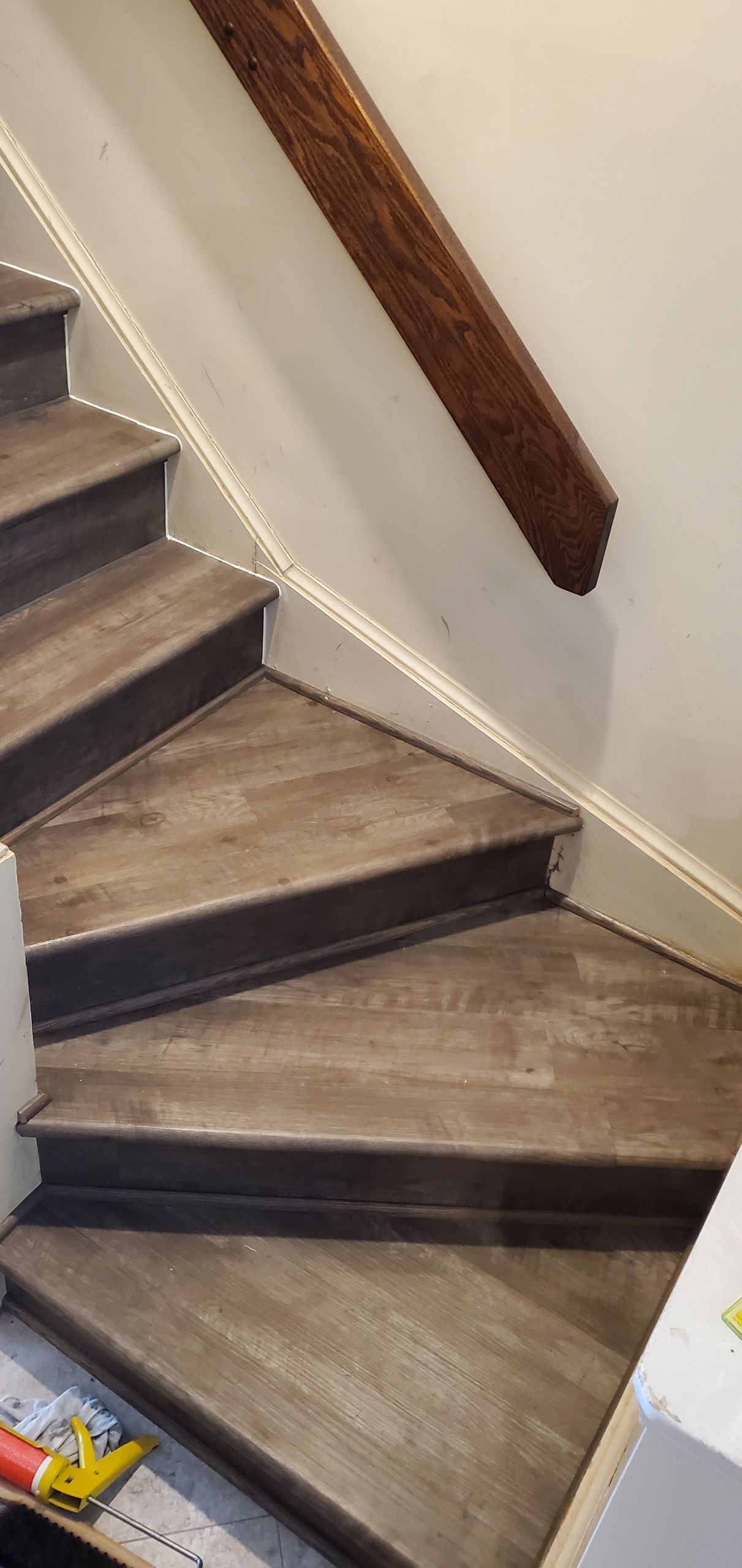 custom luxury vinyl stair treads and rises made and installed by hawkins