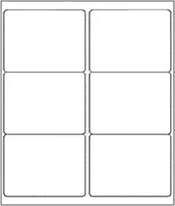A sheet of white labels with four squares on a white background.