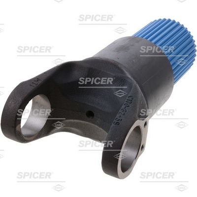 Horquilla de transmisión Spicer negra con extremo estriado azul.