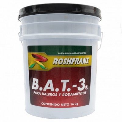 Un cubo blanco de grasa Roshfrans BAT-3, para cojinetes, con un contenido neto de 16 kg.