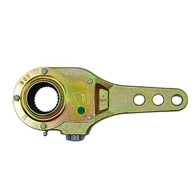 Ajustador automático de tensión de metal, de color amarillo, con múltiples orificios y apertura circular.