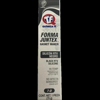 Tubo en blanco y negro del fabricante de juntas Forma Juntex con texto y detalles del producto.