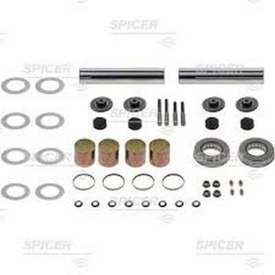 Kit de pivote central Spicer con varias piezas automotrices, incluidos pasadores, cojinetes y calzas.