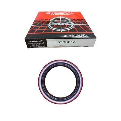 Caja con diseño en color negro y rojo; anillo de sello negro.