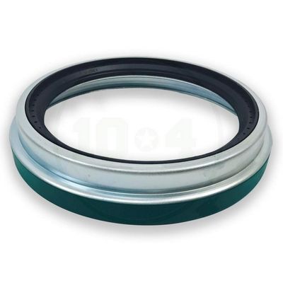 Junta de rueda de metal y goma. Verde, negra y plateada.