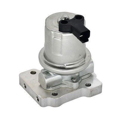 Pieza de coche plateada y negra con base cuadrada y conector eléctrico en la parte superior.
