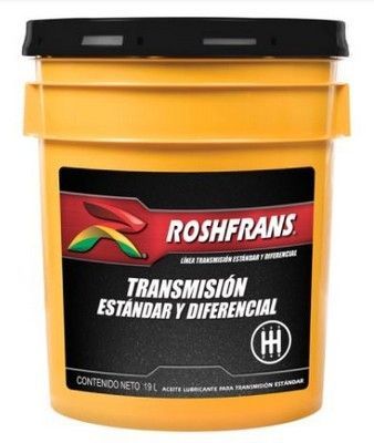 Yellow Roshfrans oil bucket, labeled 