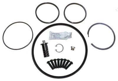 Kit de reconstrucción de bomba hidráulica con sellos, tornillos y componentes de válvulas surtidos.
