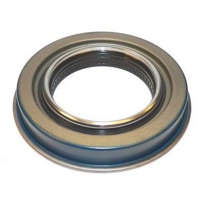Precinto metálico para automoción con borde azul y abertura circular.