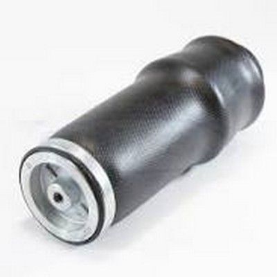 Resorte de suspensión neumática de color negro y plata con forma cilíndrica.