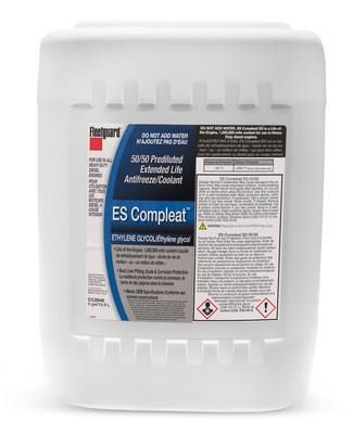 Jarra blanca de refrigerante anticongelante ES Compleat con etiqueta.