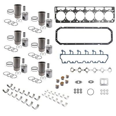 Kit de piezas de motor que incluye cilindros, pistones, juntas y cojinetes.