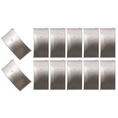 Juego de cojinetes de motor, metálicos, de formas rectangulares con bordes redondeados y pequeños agujeros circulares.