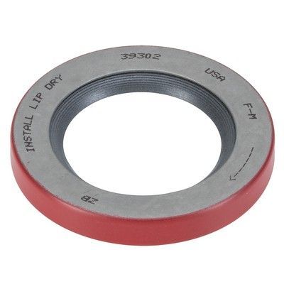Retén circular rojo y gris con texto 