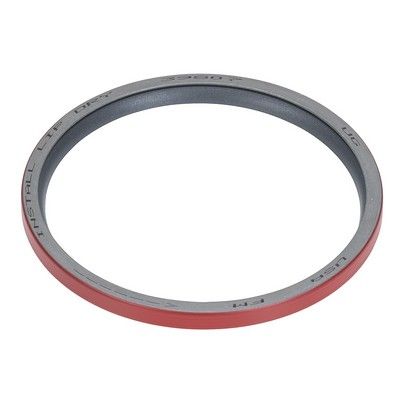 Sello de aceite circular rojo y gris. Texto 