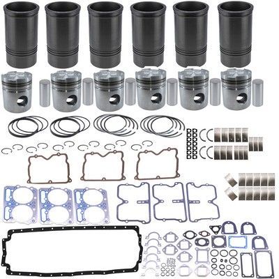 Kit de reconstrucción de motor con camisas de cilindros, pistones, anillos, juntas y cojinetes.