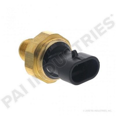 Sensor automotriz de latón y color negro con conector eléctrico.