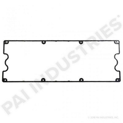 Junta de tapa de válvula rectangular negra con múltiples orificios.