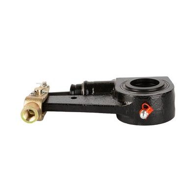 Pieza mecánica de color negro y latón con abertura circular, apta para maquinaria pesada o uso industrial.