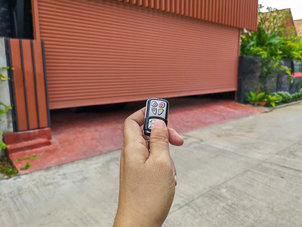 Hand Holding the Remote to Open Garage Door — Garage Doors Townsville, QLD