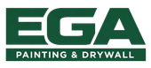 The dark green logo for "EGA PAINTING & DRYWALL" features bold, capitalized lettering.