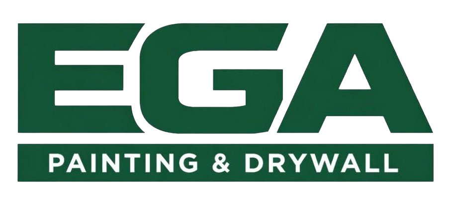The dark green logo for "EGA PAINTING & DRYWALL" features bold, capitalized lettering.