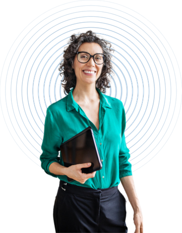 Peoplebank recruiter in a teal blouse